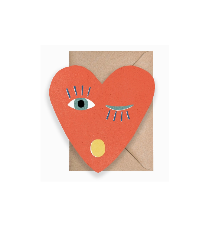 Winking Heart Mini Card